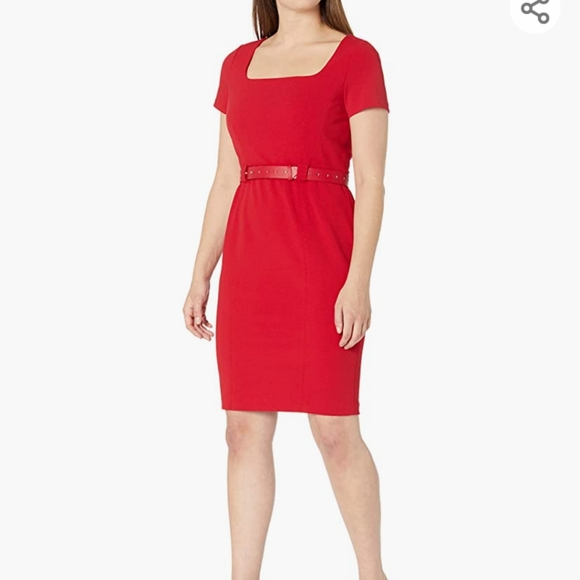 Karl Lagerfeld Dresses & Skirts - Karl Lagerfeld short sleeve red belted midi dress